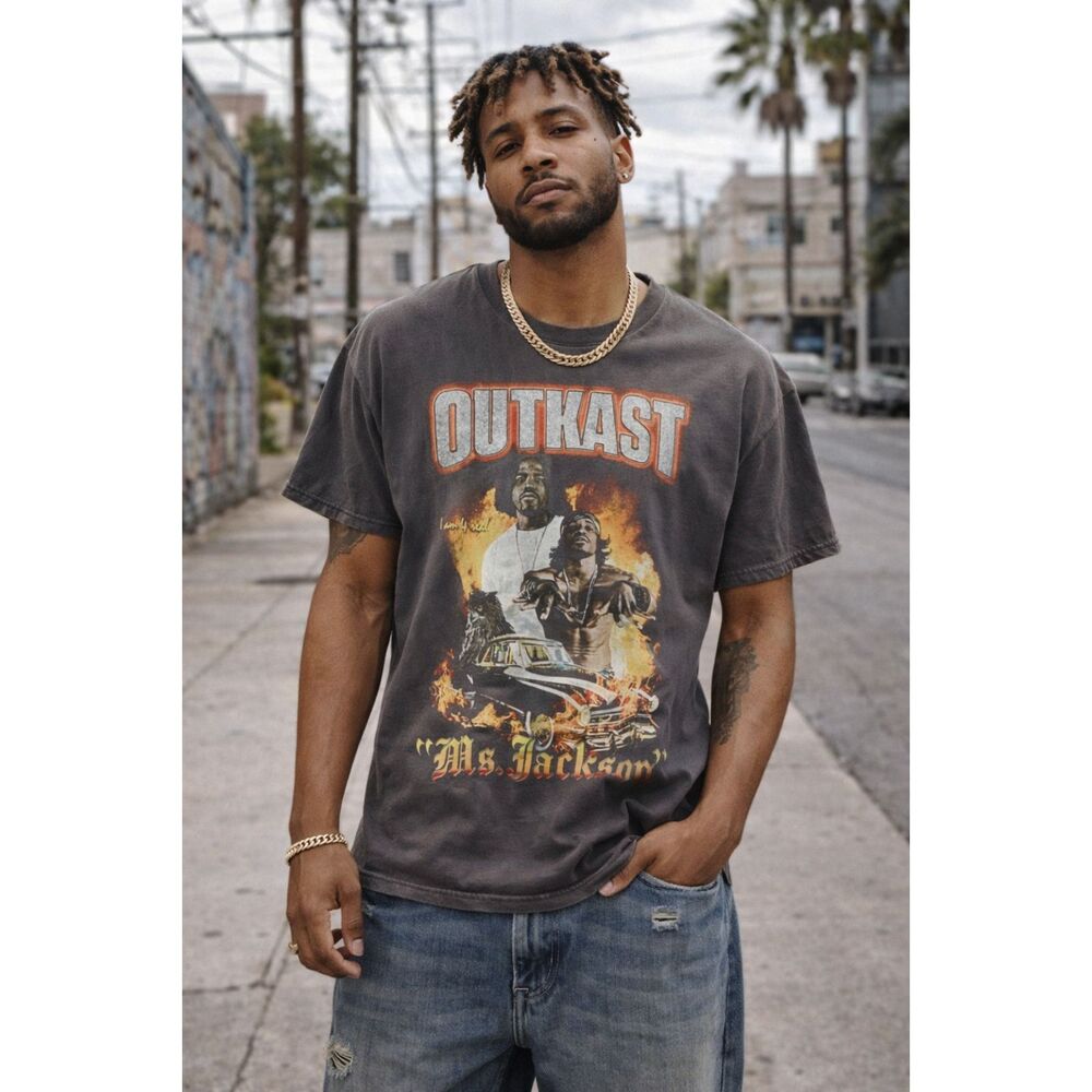 Outkast 90s Rap Band Gray T Shirt Tee Top  Mens Size Medium